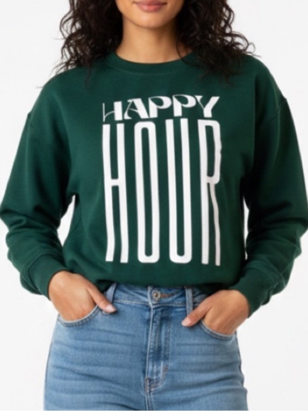 Maeve X Jordan Nickson Happy Hour Sweatshirt Anthropologie in Deep Green